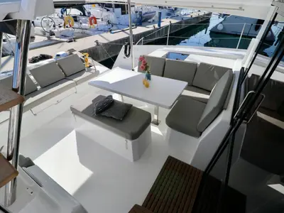 Deck of Mouse, a Fountaine Pajot Astrea 42 catamaran at Općina Rogoznica, Croatia