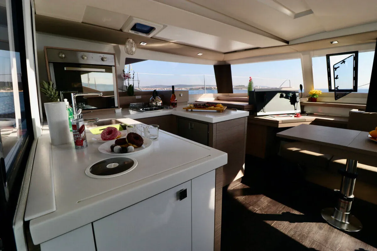 Galley of Mouse, a Fountaine Pajot Astrea 42 catamaran at Općina Rogoznica, Croatia