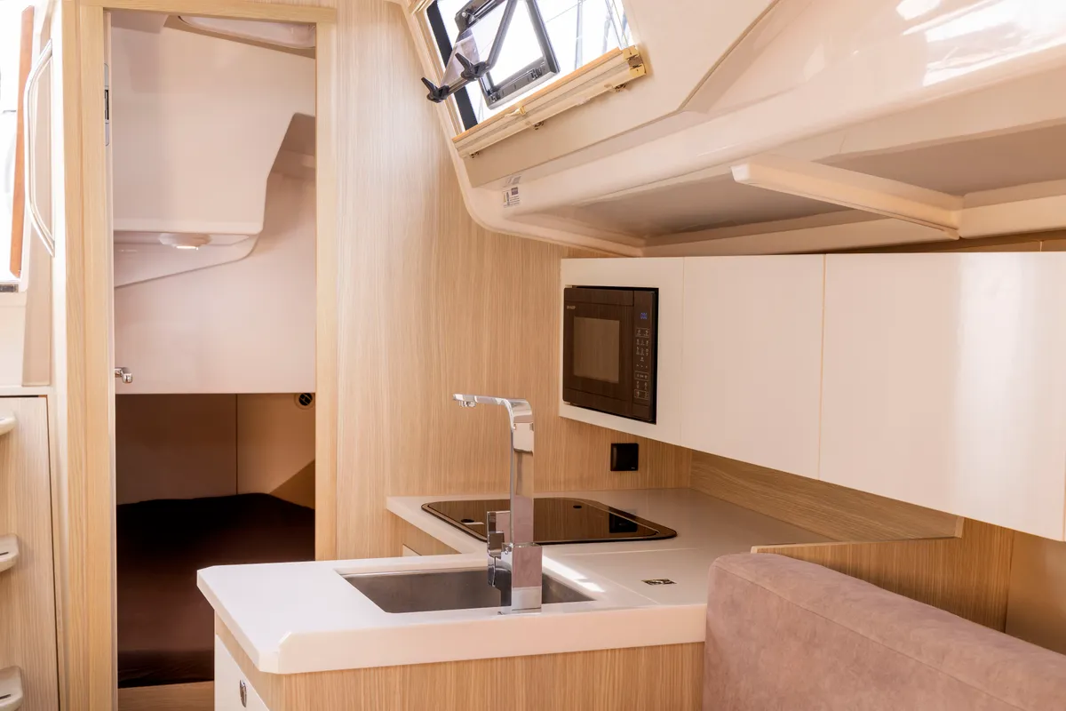Galley of Zimny Kat, a Northman Maxus 34 sailboat at Sztynort, Poland