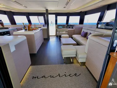 Salon of Maurice, a Fountaine Pajot Samana 59 catamaran at Cannigione, Italy