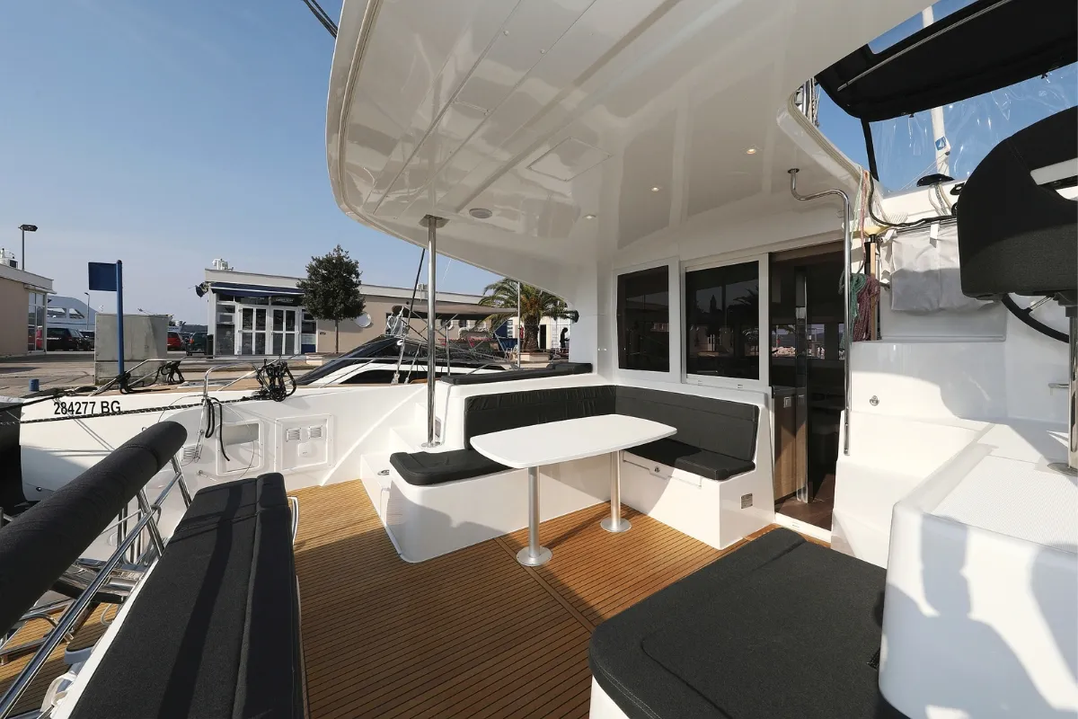 Deck of Lipstick, a Lagoon 40 catamaran at Grad Biograd na Moru, Croatia