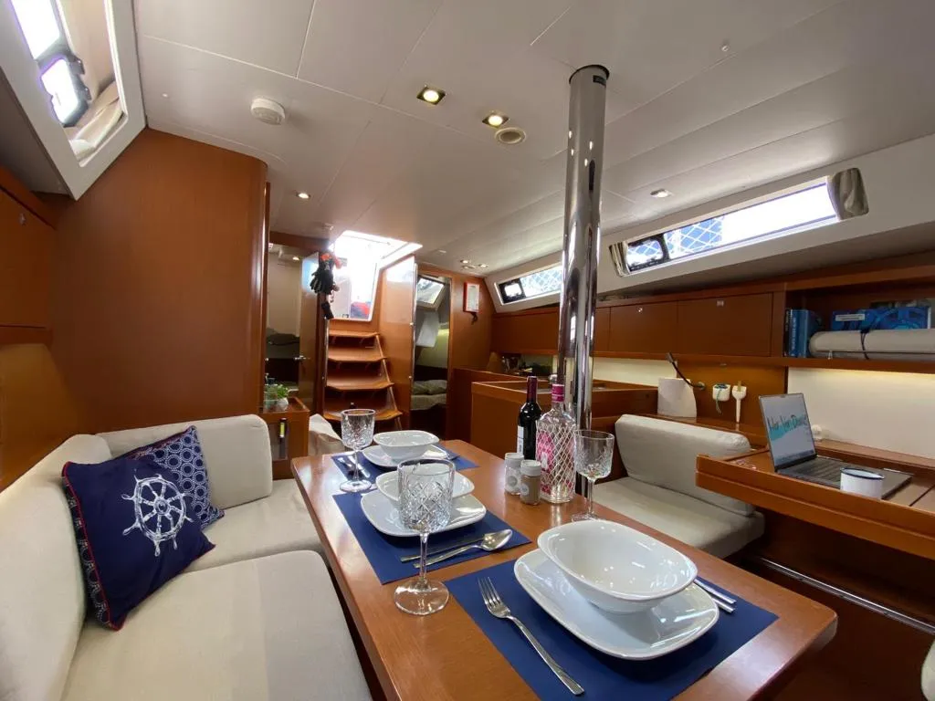 Salon of Tina, a Beneteau Oceanis 41 sailboat at Fethiye, Turkey