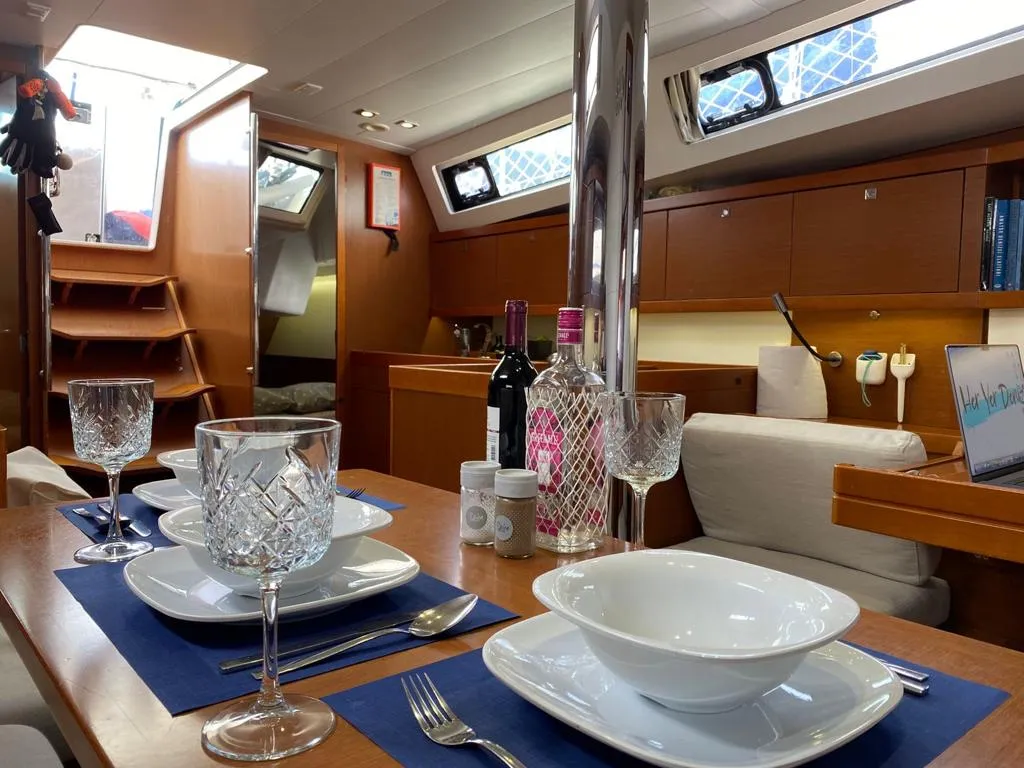 Salon of Tina, a Beneteau Oceanis 41 sailboat at Fethiye, Turkey