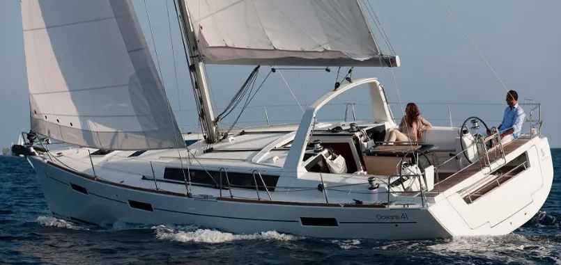 Exterior view of Tina, a Beneteau Oceanis 41 sailboat at Fethiye, Turkey