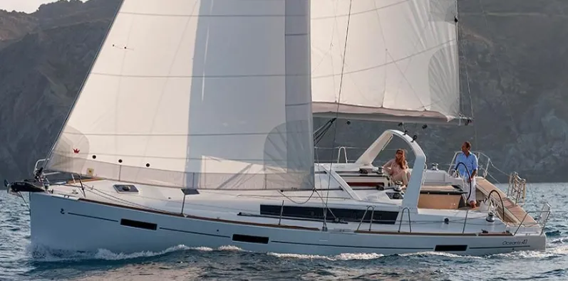 Exterior view of Tina, a Beneteau Oceanis 41 sailboat at Fethiye, Turkey