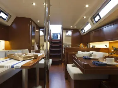 Salon of Tina, a Beneteau Oceanis 41 sailboat at Fethiye, Turkey