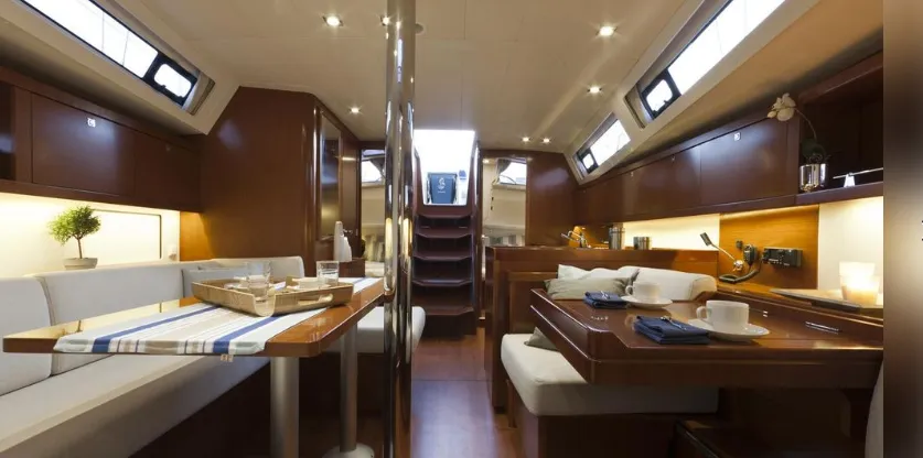 Salon of Tina, a Beneteau Oceanis 41 sailboat at Fethiye, Turkey
