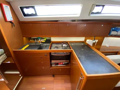 Galley of Tina, a Beneteau Oceanis 41 sailboat at Fethiye, Turkey