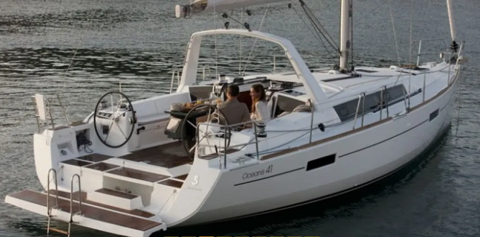 Exterior view of Tina, a Beneteau Oceanis 41 sailboat at Fethiye, Turkey