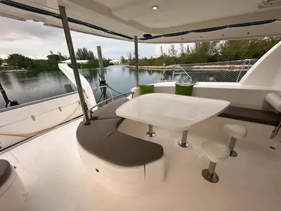 Deck of Marine Venus, a Leopard 46 catamaran at Ribishi, Saint Vincent and the Grenadines