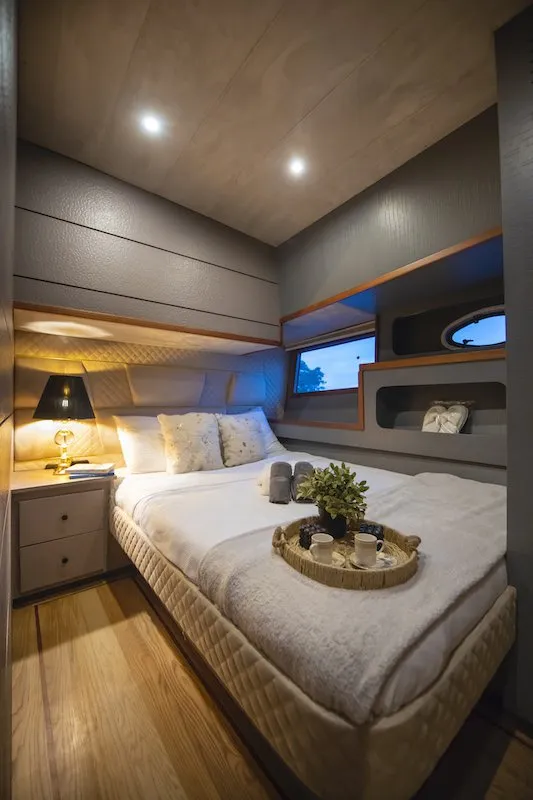 Cabin on Golden Blue, a Custom Made Golden blue motor yacht at Fethiye, Turkey