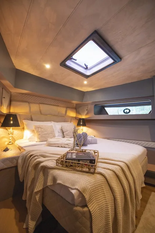 Cabin on Golden Blue, a Custom Made Golden blue motor yacht at Fethiye, Turkey