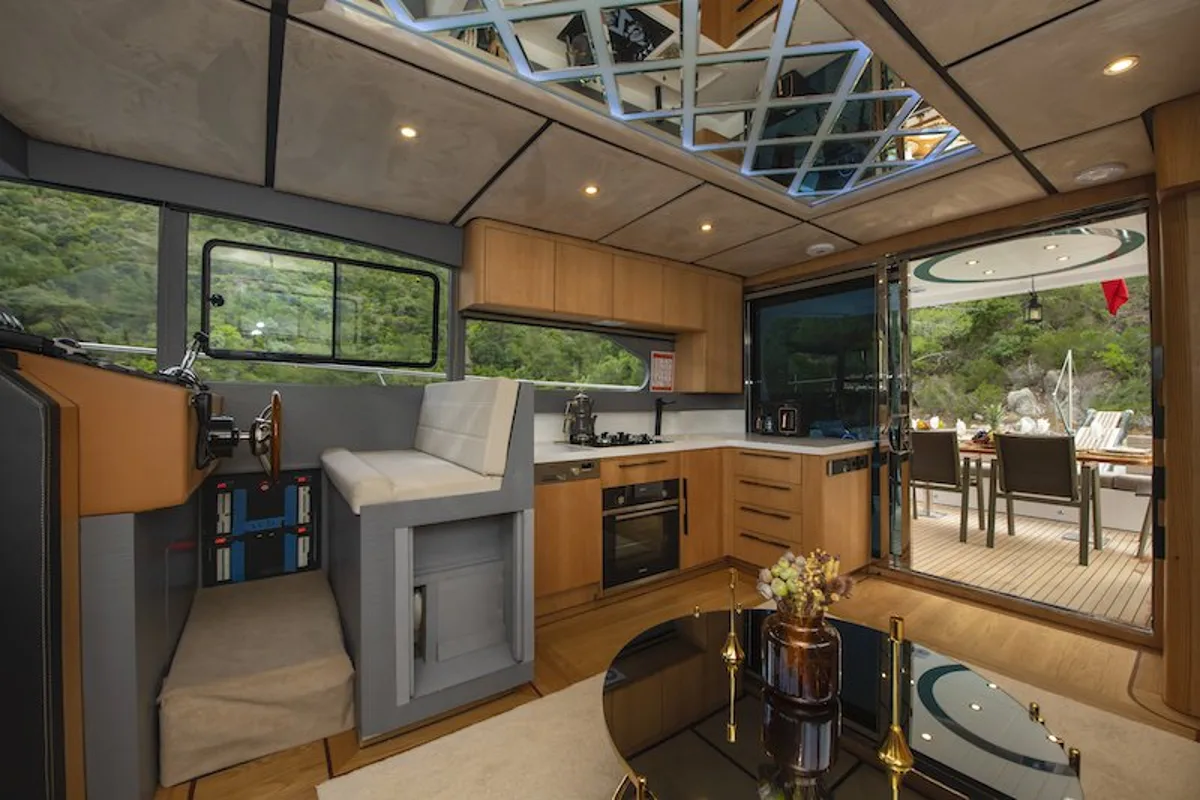 Galley of Golden Blue, a Custom Made Golden blue motor yacht at Fethiye, Turkey