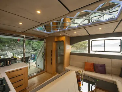 Salon of Golden Blue, a Custom Made Golden blue motor yacht at Fethiye, Turkey