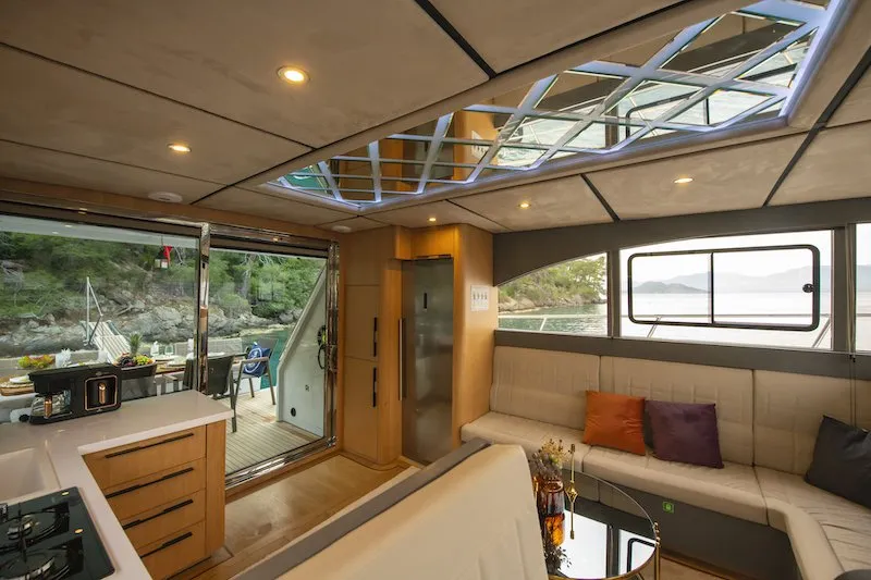 Salon of Golden Blue, a Custom Made Golden blue motor yacht at Fethiye, Turkey