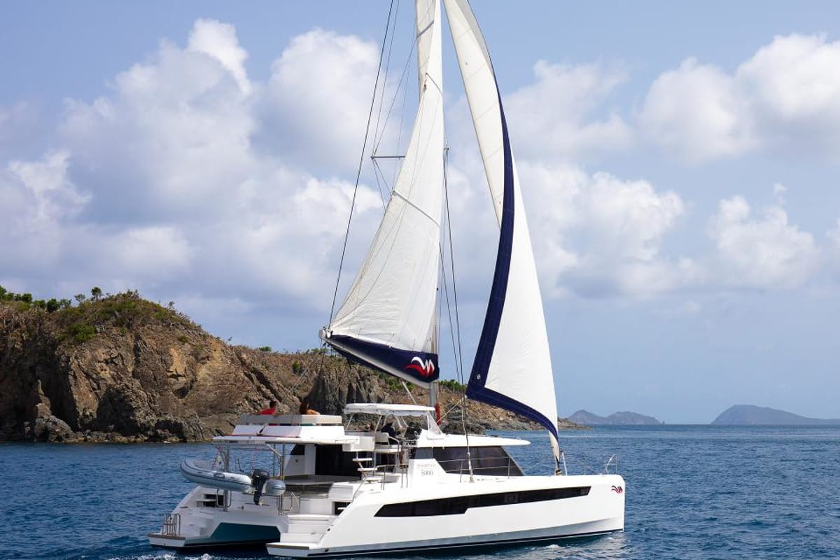 Exterior view of Moorings 5000-6 Club, a Leopard 50 catamaran at Road Town, British Virgin Islands