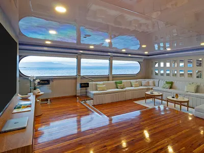 Salon of Petrel - Cabin 8, a Gulet Power Catamaran catamaran at Baltra, Ecuador