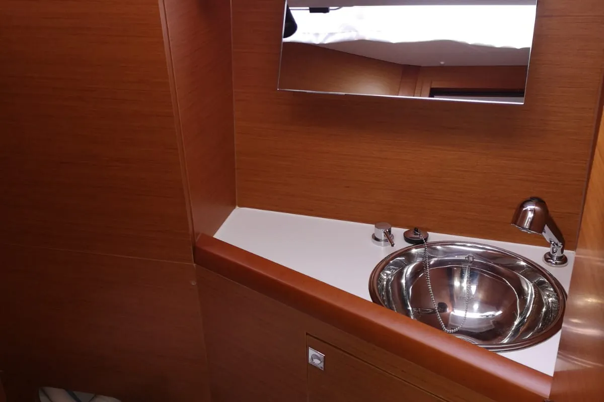 Head on Meliti, a Jeanneau Sun Odyssey 349 sailboat at Volos, Greece