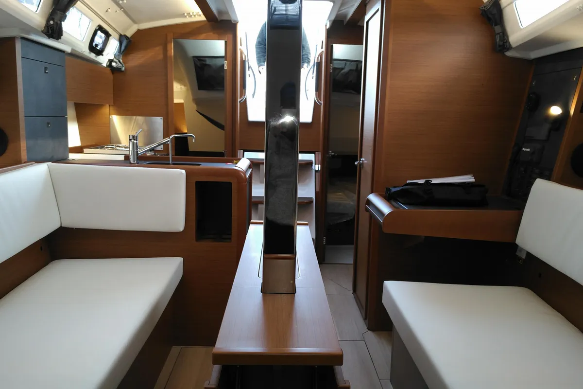 Salon of Meliti, a Jeanneau Sun Odyssey 349 sailboat at Volos, Greece