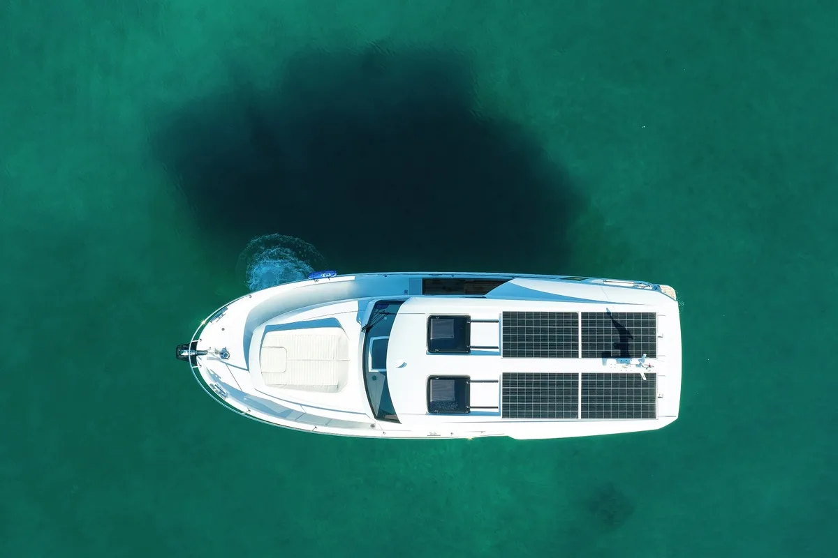 Exterior view of Blandona, a Greenline 39 motor yacht at Pirovac, Croatia