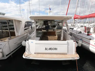 Deck of Blandona, a Greenline 39 motor yacht at Pirovac, Croatia