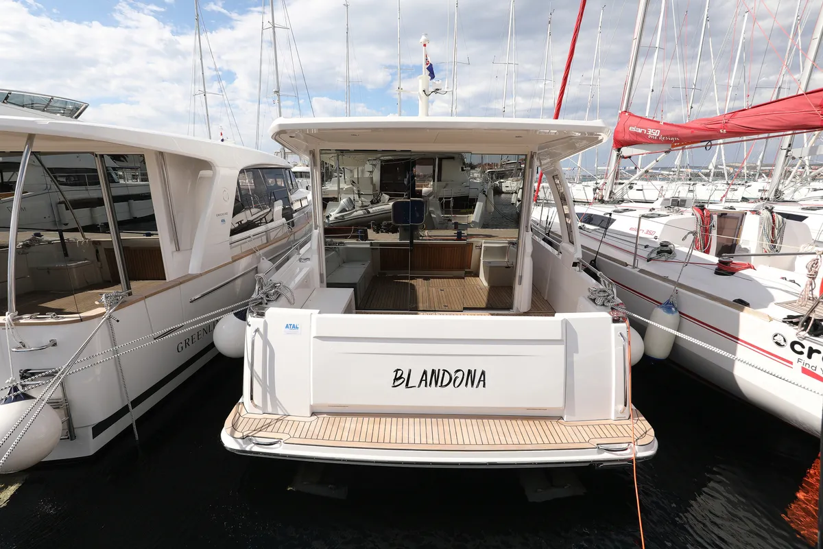 Deck of Blandona, a Greenline 39 motor yacht at Pirovac, Croatia