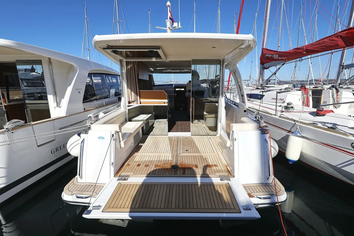 Deck of Blandona, a Greenline 39 motor yacht at Pirovac, Croatia