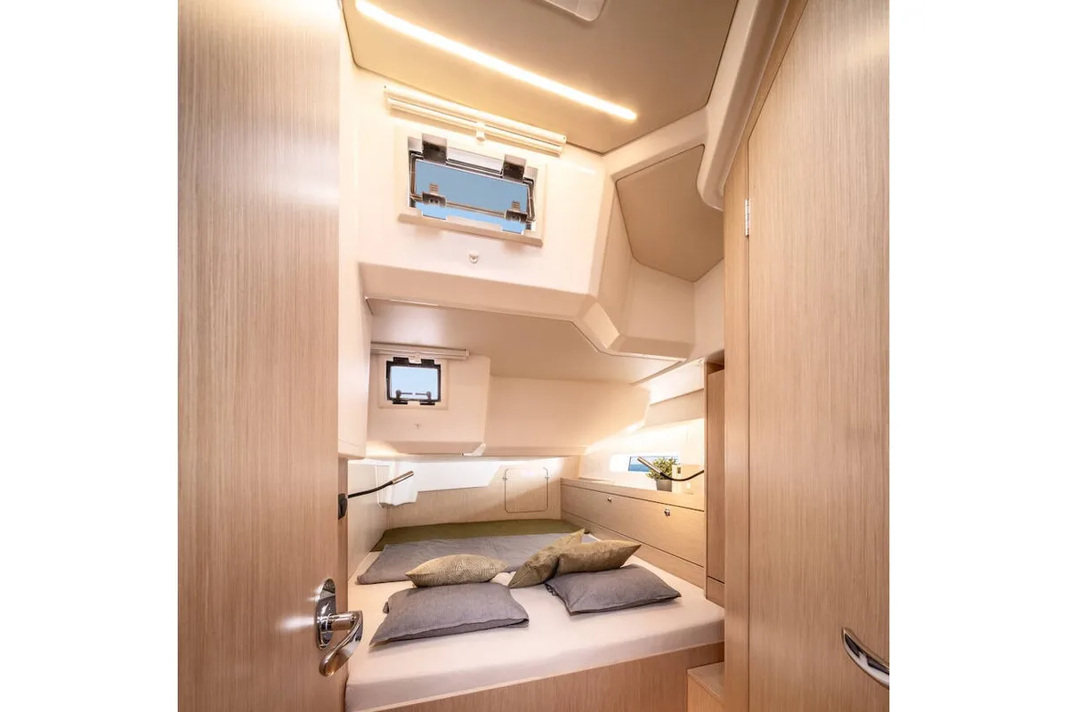 Cabin on Vela, a Bavaria Cruiser 46 sailboat at Fethiye, Turkey