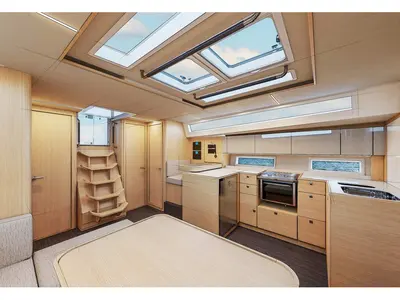 Salon of Vela, a Bavaria Cruiser 46 sailboat at Fethiye, Turkey