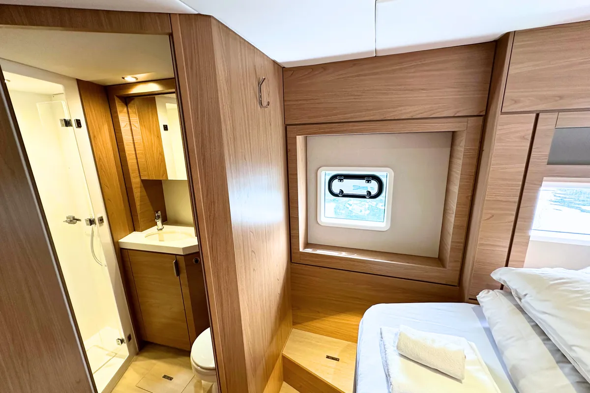 Cabin on Maestro, a Bali 4.6 catamaran at Kaštela, Croatia