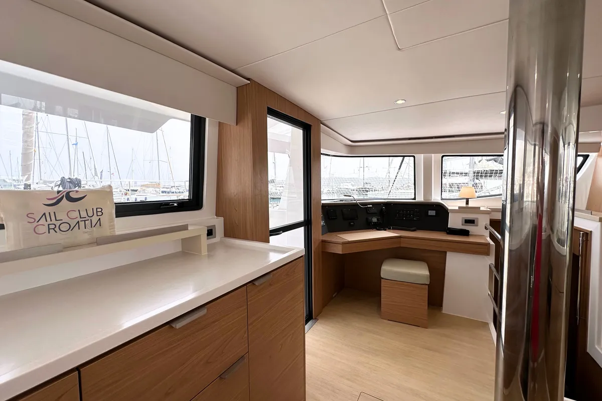 Salon of Maestro, a Bali 4.6 catamaran at Kaštela, Croatia