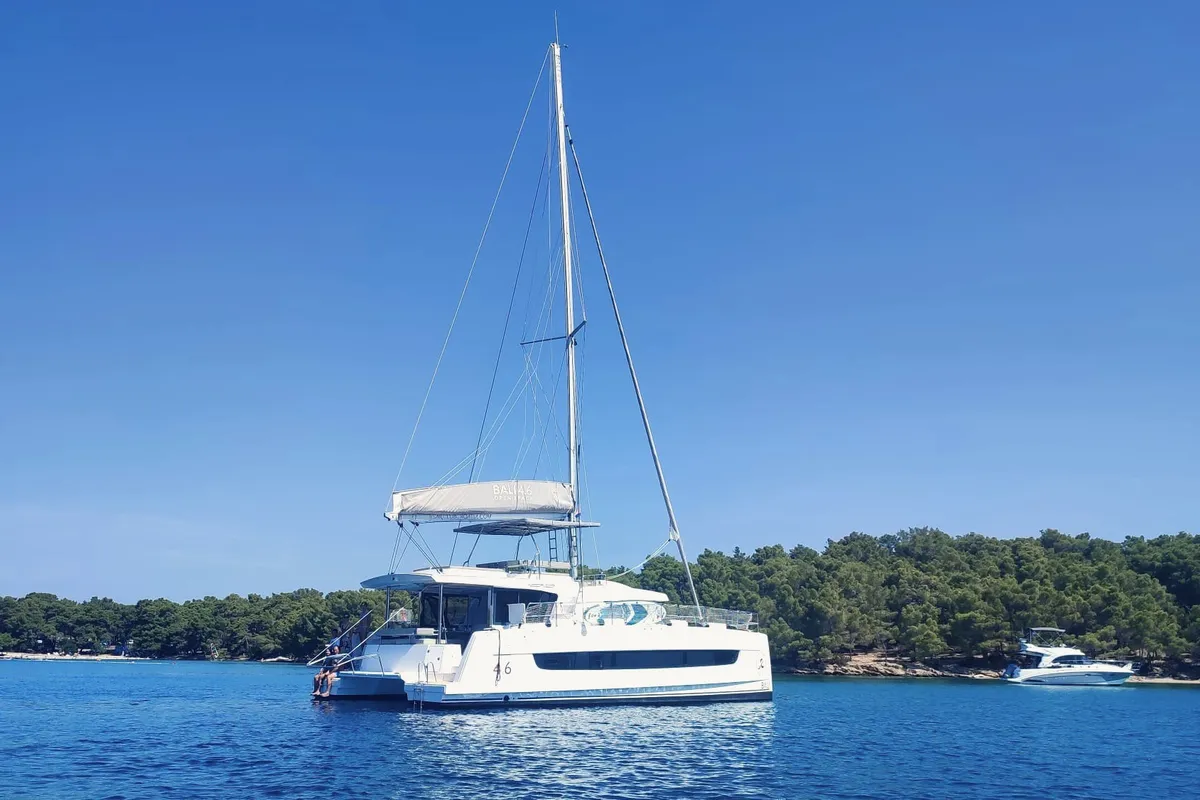 Exterior view of Maestro, a Bali 4.6 catamaran at Kaštela, Croatia