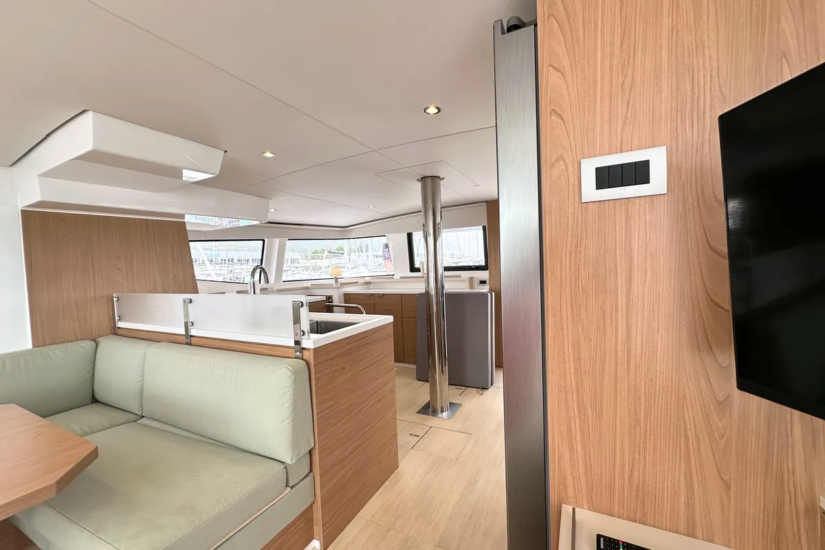 Salon of Maestro, a Bali 4.6 catamaran at Kaštela, Croatia