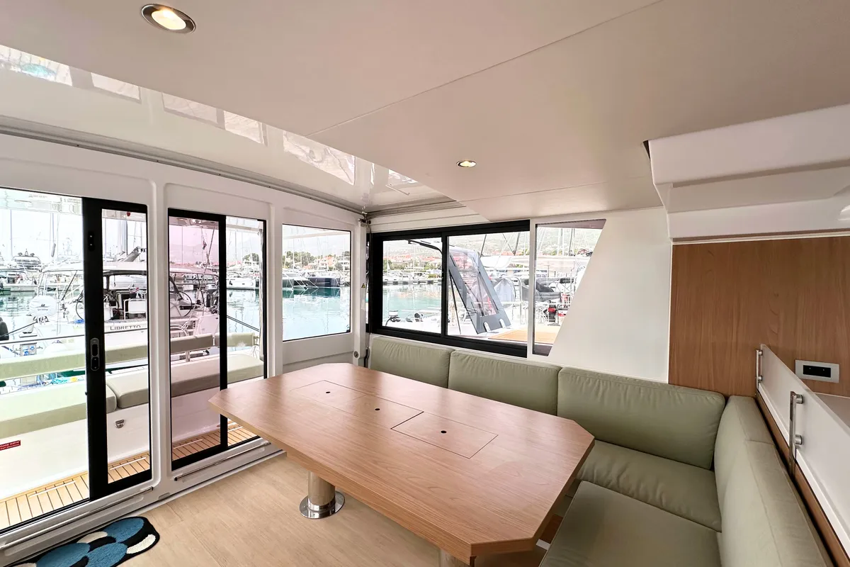 Salon of Maestro, a Bali 4.6 catamaran at Kaštela, Croatia