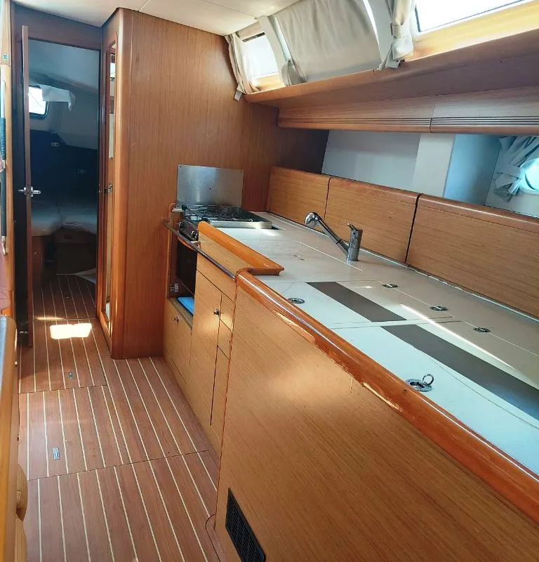 Galley of Almyra, a Jeanneau Sun Odyssey 49i sailboat at Municipal Unit of Nea Peramos, Greece