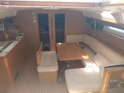 Salon of Almyra, a Jeanneau Sun Odyssey 49i sailboat at Municipal Unit of Nea Peramos, Greece