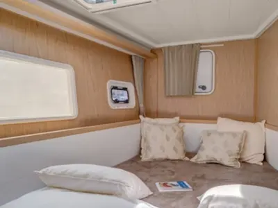 Cabin on Orion VII, a Lagoon 400 S2 catamaran at Skiathos, Greece