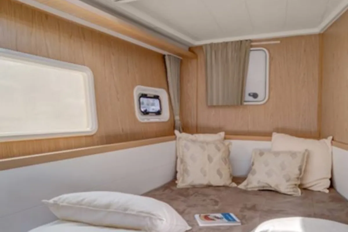 Cabin on Orion VII, a Lagoon 400 S2 catamaran at Skiathos, Greece