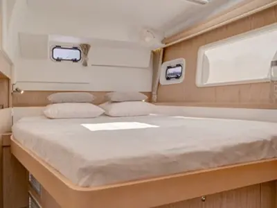 Cabin on Orion VII, a Lagoon 400 S2 catamaran at Skiathos, Greece