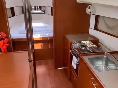Galley of Bordeaux, a Beneteau Oceanis 38.1 sailboat at Seget Donji, Croatia