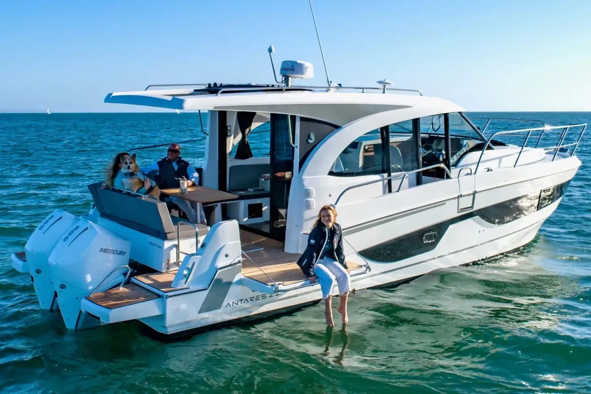 Deck of No Name, a Beneteau Antares 11 OB motorboat at Murter, Croatia