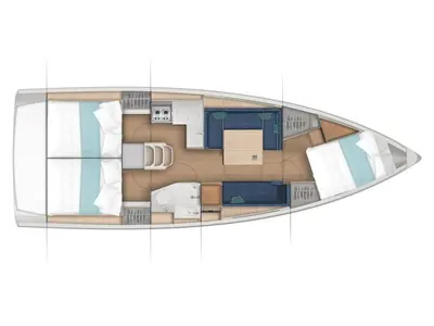 Floor plan of Cotufa, a Jeanneau Sun Odyssey 380 sailboat at es Jonquet, Spain