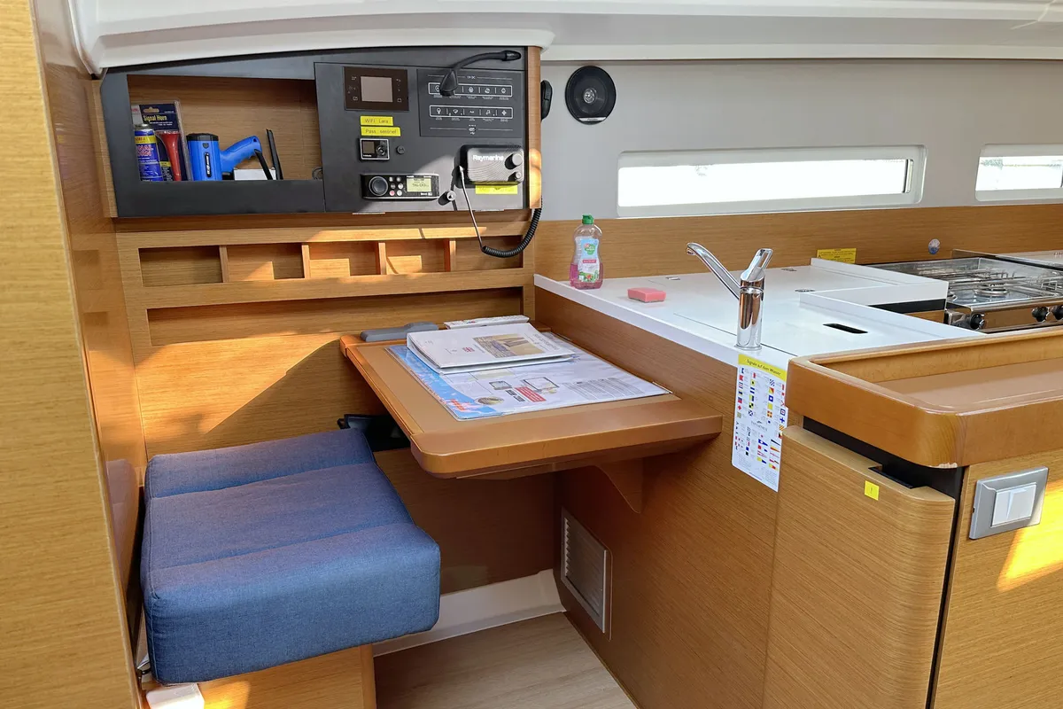 Galley of Lara, a Jeanneau Sun Odyssey 410 sailboat at Punat, Croatia