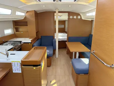 Salon of Lara, a Jeanneau Sun Odyssey 410 sailboat at Punat, Croatia