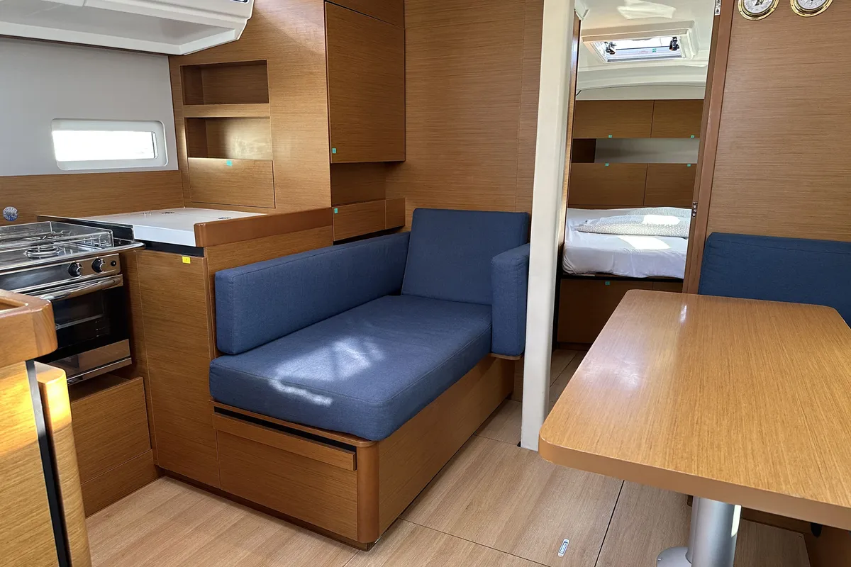 Salon of Lara, a Jeanneau Sun Odyssey 410 sailboat at Punat, Croatia