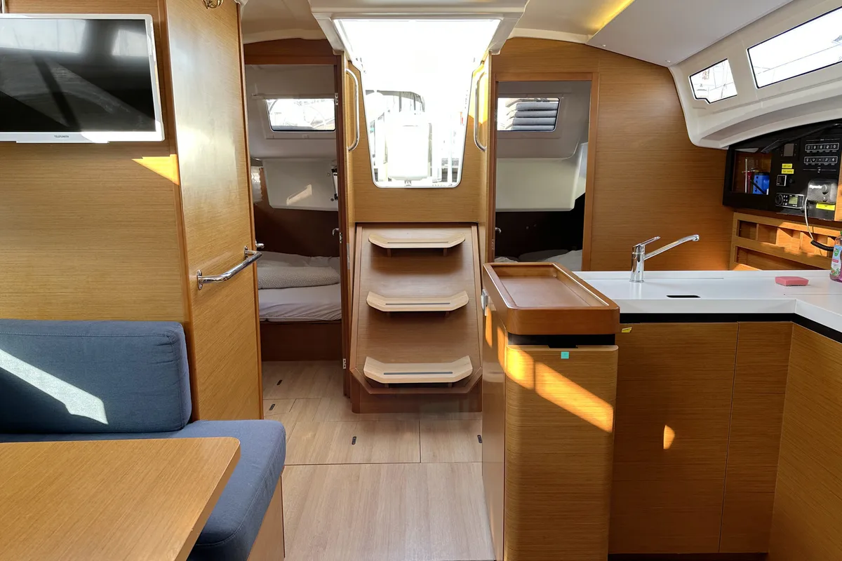 Salon of Lara, a Jeanneau Sun Odyssey 410 sailboat at Punat, Croatia