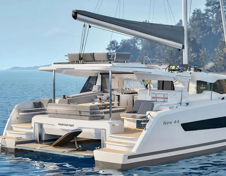 Exterior view of MANATEE , a Fountaine Pajot FP 44 Quatuor ELECTRIC catamaran at Seget Donji, Croatia