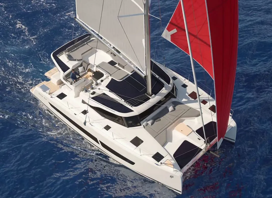Exterior view of MANATEE , a Fountaine Pajot FP 44 Quatuor ELECTRIC catamaran at Seget Donji, Croatia