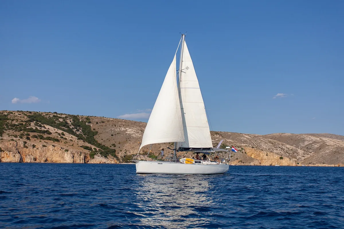 Exterior view of Amica, a Aragosa Yachts Dolphin 50 sailboat at Punat, Croatia