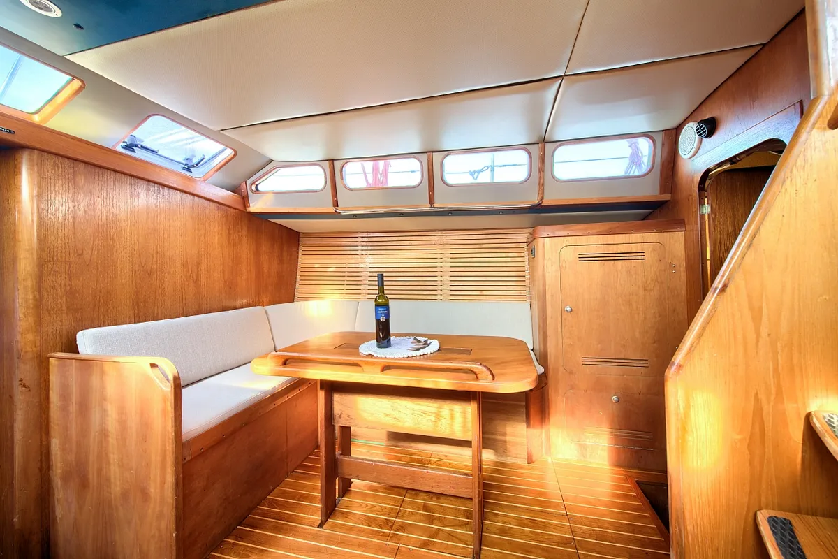 Salon of Amica, a Aragosa Yachts Dolphin 50 sailboat at Punat, Croatia